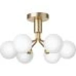 APIALES 6 LOFTSLAMPE BØRSTET MESSING/OPAL