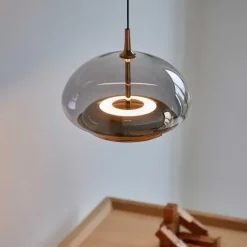 Avalon LED Pendel - Smoked Glas med Rose Gold Detaljer (Loom Design)