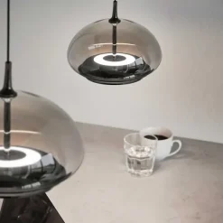 Avalon Pendel Smoked Glas Black Chrome LED
