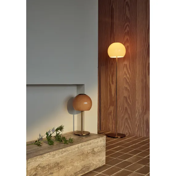 BALL BORDLAMPE GLAS AMBER