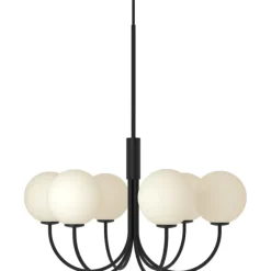 BALLON LYSEKRONE 6 - Pendel - SORT/OPAL GLAS