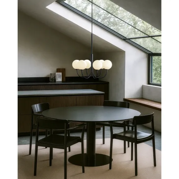 BALLON LYSEKRONE 6 - Pendel - SORT/OPAL GLAS