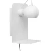 Ball Væglampe m. Hylde + USB-opladning - Mat Hvid