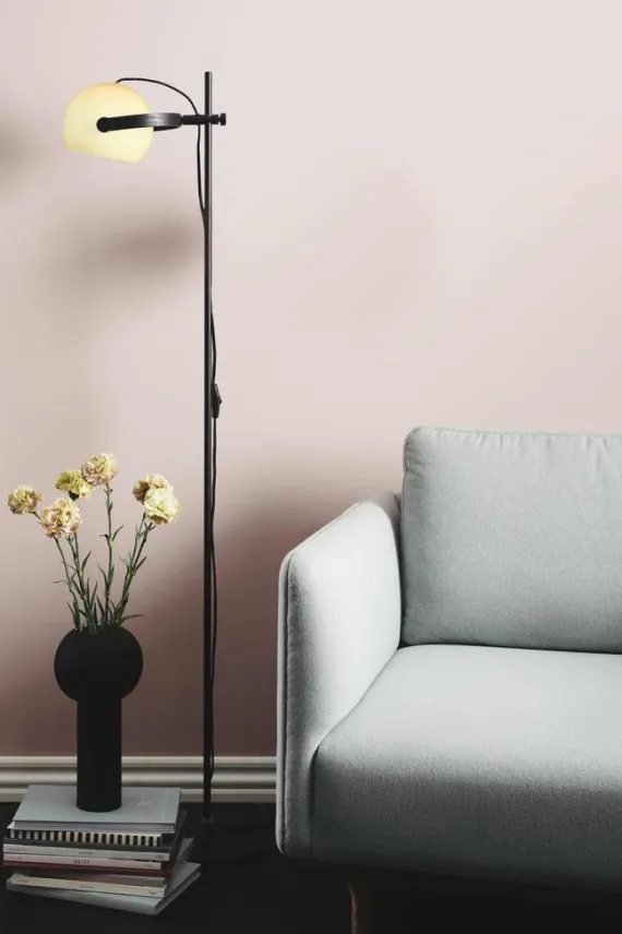 D.C GULVLAMPE 1 ARM OPAL/EG/SORT