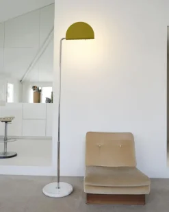 DCWéditions Mezzaluna Gulvlampe - White Marble / Yellow