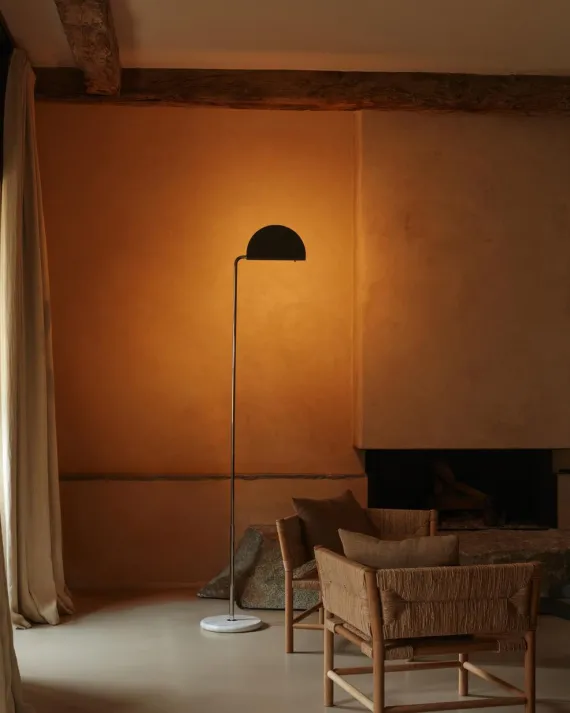 DCWéditions Mezzaluna Gulvlampe - White Marble / Black