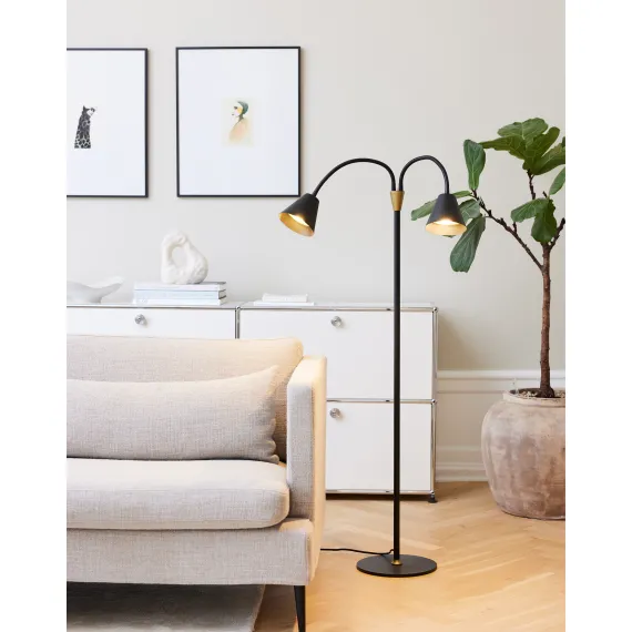 HYGGE GULVLAMPE 2 ARME GRADIT SORT GU10