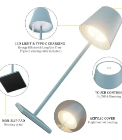 LED bordlampe Inde/ude - Blå, touch dæmpbar, CCT, IP54 udendørs - Lampeagenten