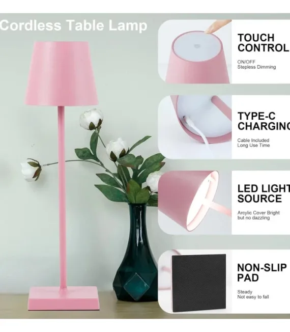 LED bordlampe Inde/ude - Pink, touch dæmpbar, CCT, IP54 udendørs - Lampeagenten
