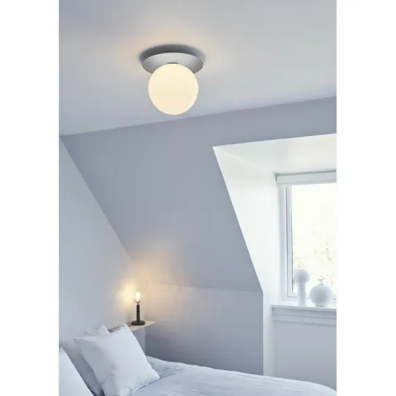 LIILA 1 LARGE VÆGLAMPE IP44 LYS SØLV/OPAL