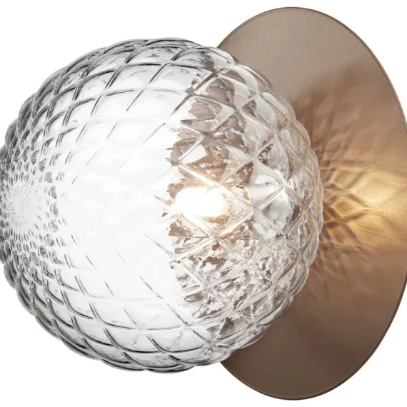 LIILA 1 LARGE VÆGLAMPE IP44 MØRK BRONZE/KLAR