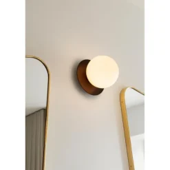 LIILA 1 MEDIUM VÆGLAMPE IP44 MØRK BRONZE/OPAL