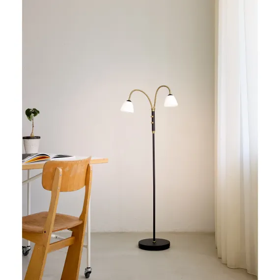 LUCID LED GULVLAMPE 2 ARM OPAL ANTIQUE