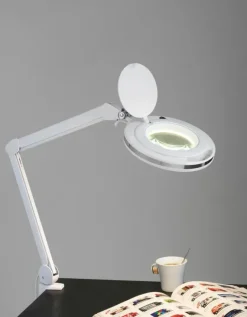 Magnifying LUP Large LED Bordlampe - Halo Design (Hvid Aluminium)