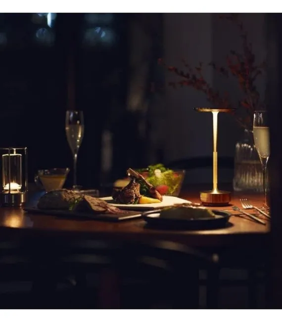 Opladelig LED Bordlampe - Guld, Touch-Dæmpbar, IP54