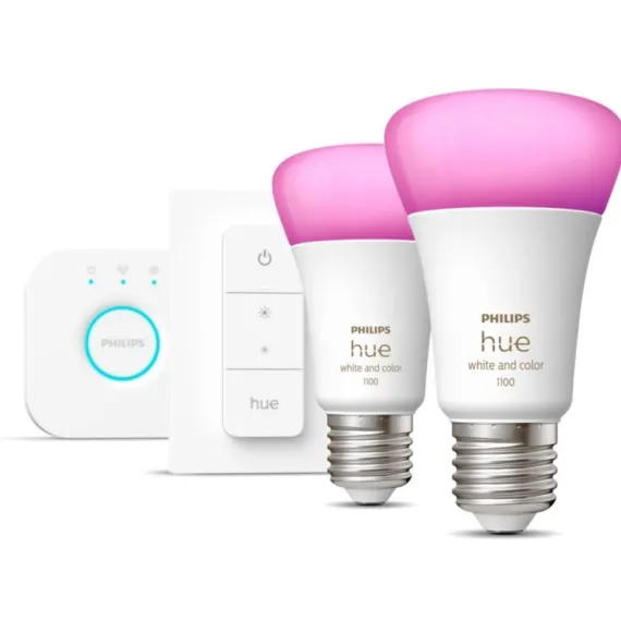 Philips Hue Color Startsæt E27 2 Pærer - Lyskilde