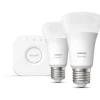 Philips Hue White Startsæt - To E27 Smart LED-pærer med Bridge