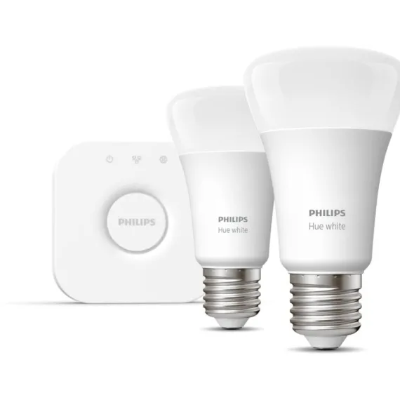 Philips Hue White Startsæt - To E27 Smart LED-pærer med Bridge