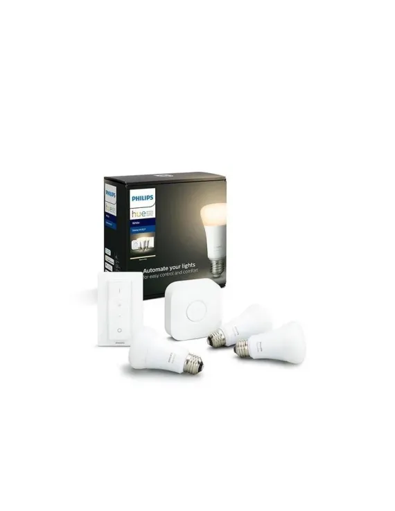 Philips Hue White Startsæt - 3 x E27 LED-pærer + Hue Bridge
