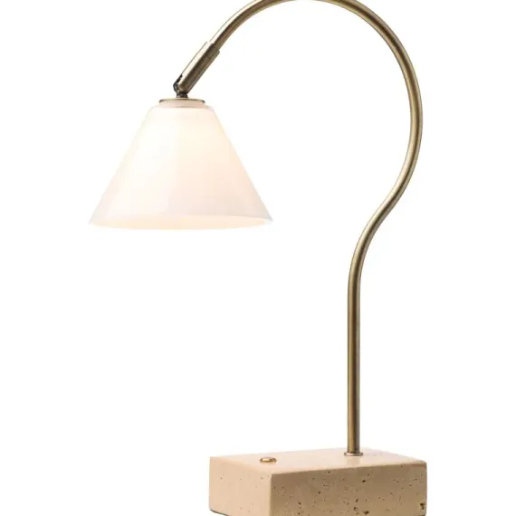 QUESTION PORTABLE BORDLAMPE ANTIK MESSING/OPAL GLAS