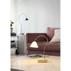 QUESTION PORTABLE BORDLAMPE ANTIK MESSING/OPAL GLAS