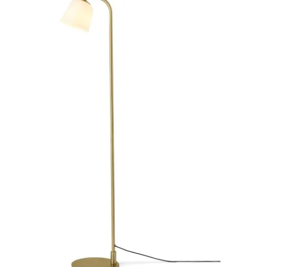 ROOM 49 GULVLAMPE SORT ANTIK MESSING OG OPAL GLAS