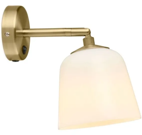 ROOM 49 VÆGLAMPE ANTIK MESSING OG OPAL GLAS