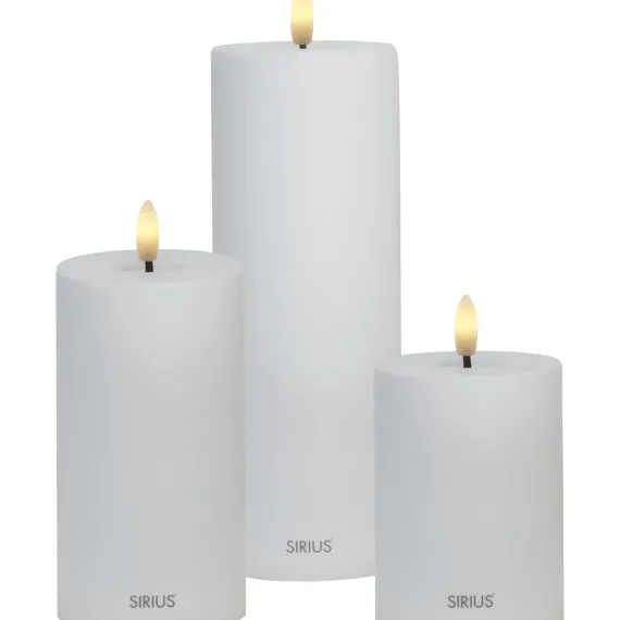 SILLE 3 PAK BLOKLYS - SOLCELLELAMPE - HVID