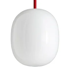 Superæg 300p - Opal (E27 105w) - Rød LEDning 3m - Pendel