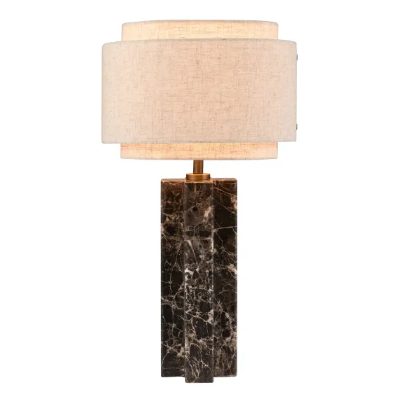 TAKAI BORD E27 BRUN MARMOR/ BEIGE SKÆRM
