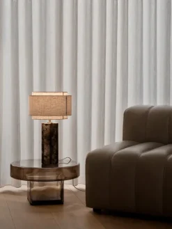 TAKAI BORD E27 BRUN MARMOR/ BEIGE SKÆRM