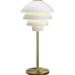 Valencia Ø18 - bordlampe - Mat hvid med messingdetaljer